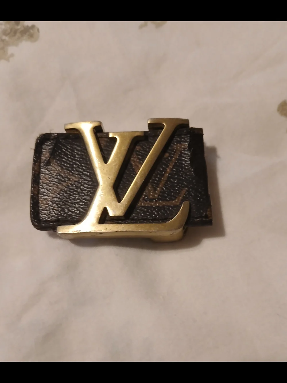Louis Vuitton Dark Brown Monogram Belt Buckle with Gold LV